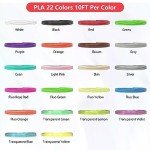 22 Colors PLA Filament for 3D Pens - 220 Feet