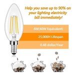 Vintage Style E12 LED Candle Bulbs, 4W, 5-Pack