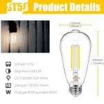 DAYBETTER 12 Pack Dimmable Vintage LED Bulbs