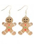 3D Printed Gingerbread Man Earrings - Glitter Gold