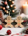 3D Printed Gingerbread Man Earrings - Glitter Gold
