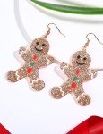 3D Printed Gingerbread Man Earrings - Glitter Gold