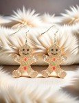 3D Printed Gingerbread Man Earrings - Glitter Gold