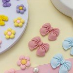 Cute Pink Bow Shoe Charms - 24 Pcs Set