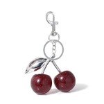 Cherry Keychain with Red Glitter Charm
