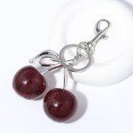 Cherry Keychain with Red Glitter Charm