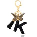 Cute Alphabet Initial Keychain - K - Black