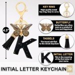 Cute Alphabet Initial Keychain - K - Black