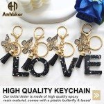 Cute Alphabet Initial Keychain - K - Black