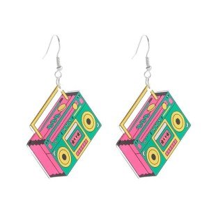 Retro Cassette Tape Dangle Earrings for Women