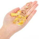 Yellow Floral Initial B Keychain with Bee Tassel