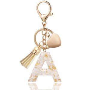 Butterfly Initial Letter Keychain - White A