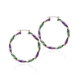 Colorful Mardi Gras Earrings with Feather Design