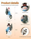 Set of 2 Resin Snowman Figurines with Tree