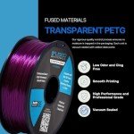 Transparent Purple PETG 3D Printer Filament - 1kg