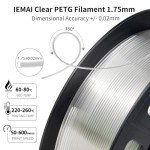 IEMAI 1.75mm Clear PETG Filament, 1kg Spool