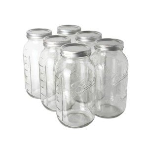 64oz Mason Jars with Lids - 6-Pack