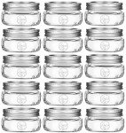 8 oz Wide Mouth Mason Jars - 16 Pack