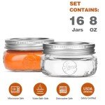 8 oz Wide Mouth Mason Jars - 16 Pack