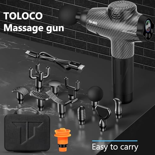 TOLOCO Deep Tissue Massage Gun with 12 Heads