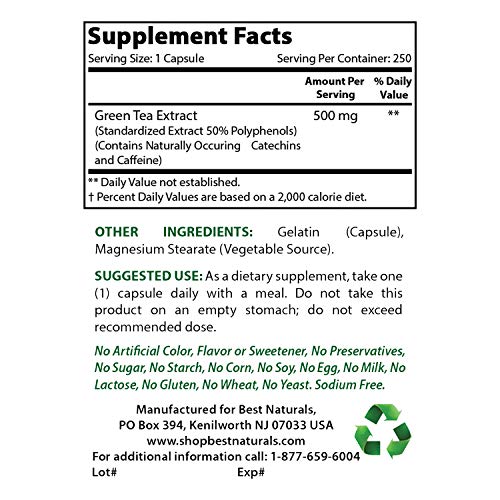 Green Tea Extract 500mg - 250 Capsules