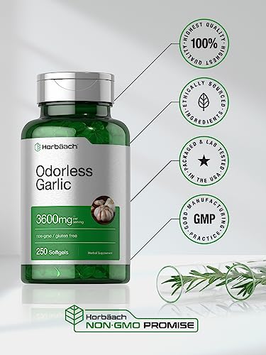 3600mg Odorless Garlic Softgels | Non-GMO, Gluten-Free