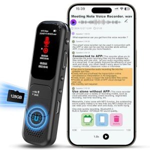 128GB Digital Voice Recorder with App and Playback