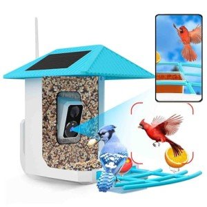 AI Bird Feeder Camera with Solar Panel (Blue)