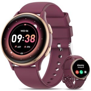 Burgundy Women's Smartwatch with Fitness Tracker Features