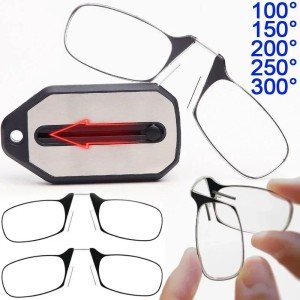 Portable Folding Nose Clip Reading Glasses Keychain