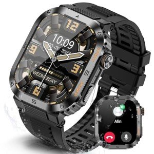 LAKEYLOYI Men's Bluetooth Smartwatch with Voice Assistant