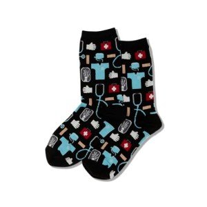 Medical Themed Women's Crew Socks – Black