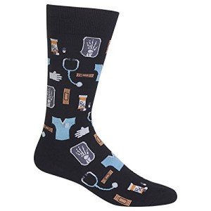 Medical-Themed Black Crew Socks for Men