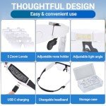 YOCTOSUN LED Headband Magnifier with Detachable Lenses