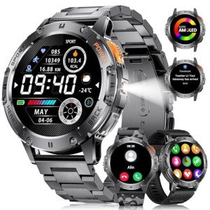 FOXBOX Rugged Smart Watch with Flashlight and Fitness Tracker