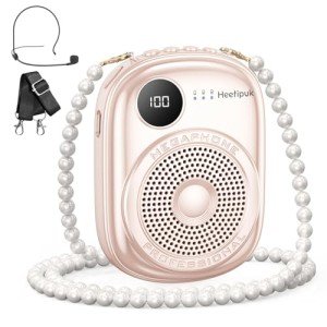 Pink Portable Voice Amplifier with Wired Microphone