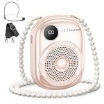 Pink Portable Voice Amplifier with Wired Microphone
