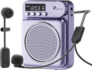 Purple Wireless Voice Amplifier with Dual Microphones
