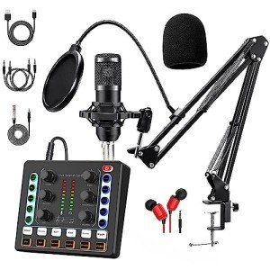 Podcast Equipment Bundle with BM-800 Microphone and Sound Card
