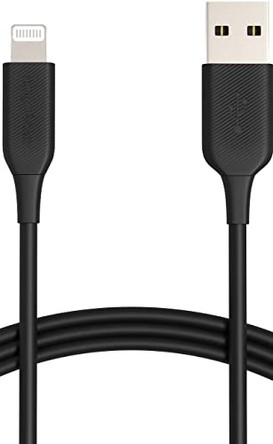 Amazon Basics USB-A to Lightning ABS Charger Cable, MFi Certified Charger for Apple iPhone 14 13 12 11 X Xs Pro, Pro Max, Plus, iPad, 6 Foot, Black