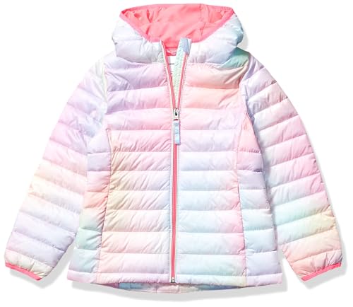 Amazon Essentials Girls' Lightweight Water-Resistant Packable Hooded Puffer Jacket, Pink, Ombre, XX-Large