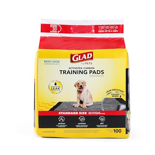 Glad for Pets Black Charcoal Puppy Pads 23" x 23" | Puppy Potty Training Pads That ABSORB & NEUTRALIZE Urine Instantly | New & Improved Quality Puppy Pee Pads, 100 count