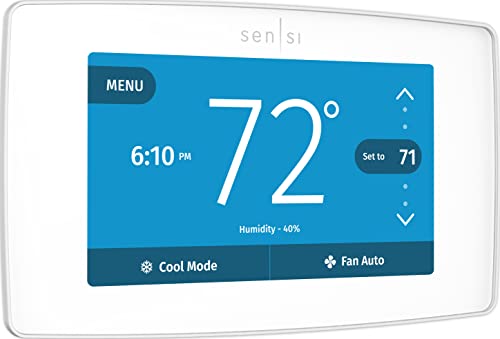EMERSON Sensi Touch Wi-Fi Smart Thermostat with Touchscreen Color Display, Works with Alexa, Energy Star Certified, C-wire Required, ST75W , White