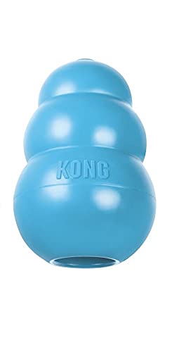 KONG - Puppy Toy Natural Teething Rubber - Fun to Chew, Chase and Fetch - For Medium Puppies - Blue