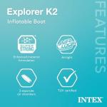 Intex Explorer K2 2 Person Inflatable Kayak Set with Comfortable Backrest, Aluminum Oars, and High Output Air Pump for Fast Inflation, Yellow