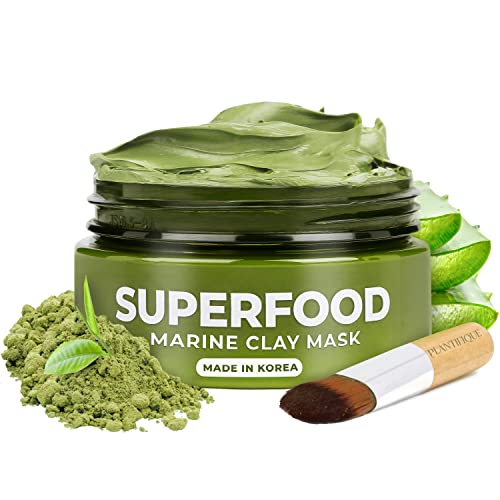 PLANTIFIQUE Korean Skin Care Detox Face Mask with Avocado & Superfoods - Clay Mask Dermatologist Tested, Hydrating Mud Mask for Face and Body - Vegan Face Masks Skincare 3.4 Oz/100ml