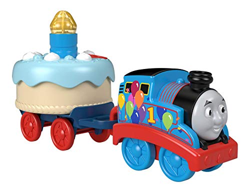 Thomas & Friends Fisher-Price Birthday Wish Thomas, Musical Push-Along Toy Train Engine with Light-up Birthday Cake for Toddlers and preschoolers Ages 12 Months & Older