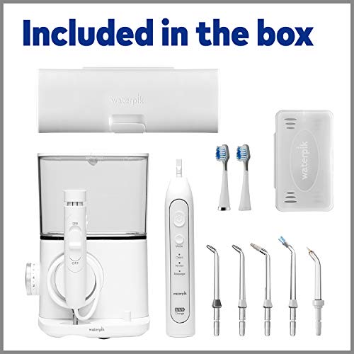 Waterpik Complete Care 9.0 Sonic Electric Toothbrush with Water Flosser, CC-01 White, 11 Piece Set