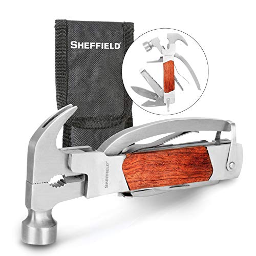 Sheffield 12913 Premium 14-in-1 Hammer Multi Tool, Multipurpose Tool for the Home, Camping Equipment, and Work, Hammer, Pliers, Survival Knife, & More