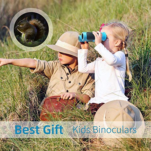 Kids Binoculars 8x21 High-Resolution Real Optics Compact Binoculars Kids Toy for Boys and Girls,Small Telescope for Kids Bird Watching, Travel, Safari, Adventure, Outdoor Fun (Blue)